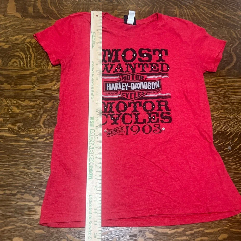 Harley-Davidson Graphic T-Shirt Womens Large Red Rhinestone 30th Anniversary OH